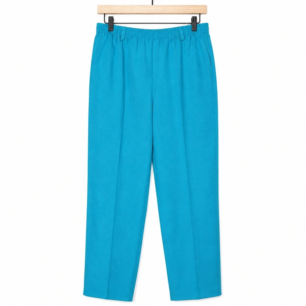 Alfred Dunner Pants Womens 10 Turquoise NEW Vintage Elastic Waist Mardi Gras USA